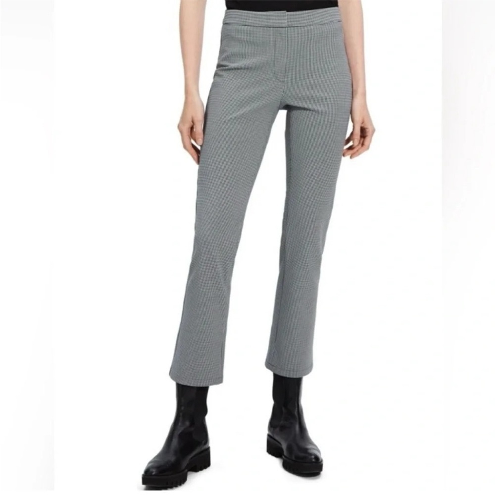 Theory Slim Kick Black/White Houndstooth Pants Size 10